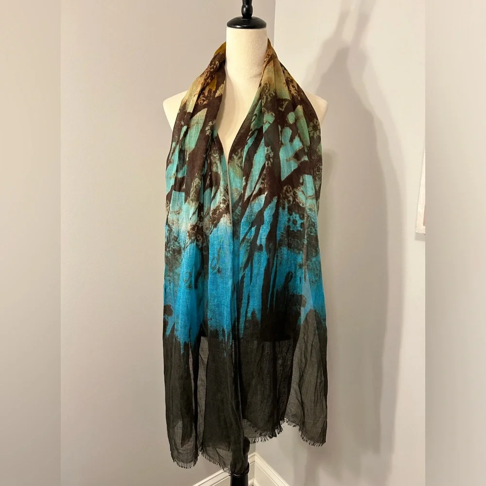 Ombre Tie Dye Long Versatile Scarf - abstract wearable art - Whimsigoth